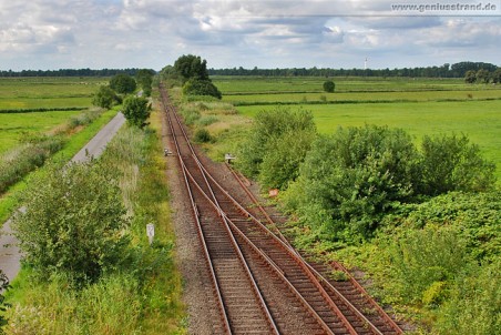 Blick auf das Industriestammgleis Nord und die Ölweiche (Weiche 57)