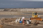 Baustelle JadeWeserPort: Sandaufschüttung am Spülfeldrand