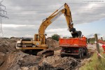 Bauarbeiten an der Gleisanbindung zum JadeWeserPort