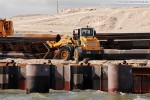 Die Hafenbaustelle JadeWeserPort in Wilhelmshaven