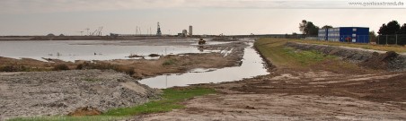 Hafenbaustelle Jade-Weser-Port: Spülarbeiten in Deichnähe