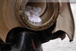 JadeWeserPort: Der Saugkopfschneidbagger M 30 nach der Bombenexplosion