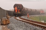 Gleisanbindung JadeWeserPort: Gleisbauarbeiten in Höhe der Eisenbahnbrücke