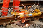 Gleisanbindung JadeWeserPort: Schienenschweißen mit dem Thermitverfahren