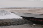 Baustelle JadeWeserPort: Blick auf die südliche Flügelwand