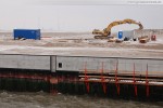 Baustelle JadeWeserPort: Blick auf die südliche Flügelwand