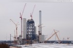 Die verschneite Kraftwerks-Großbaustelle der GDF Suez in Wilhelmshaven