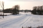 Gleistrasse JadeWeserPort: Hinten im Schnee liegt die JWP-Weiche