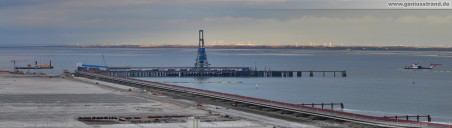 Baustelle JadeWeserPort: Panoramabild von der Niedersachsenbrücke
