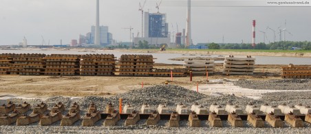 Gleisbaustelle der 16-gleisigen Vorstellgruppe am JadeWeserPort