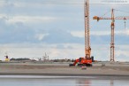 Die JadeWeserPort-Baustelle in Wilhelmshaven