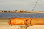 Die JadeWeserPort-Baustelle am Abend
