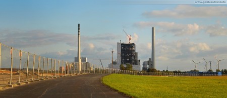 Panoramabild von der Baustelle JadeWeserPort in Wilhelmshaven