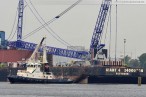 Giant 4 mit Raupenkran Terex-Demag CC 6800 auf dem Weg nach Hooksiel