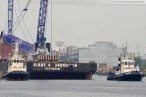 Giant 4 mit Raupenkran Terex-Demag CC 6800 auf dem Weg nach Hooksiel