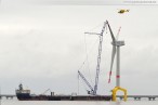 Hooksiel: Arbeiten an der Nearshore-Windkraftanlage Bard VM