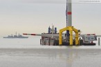 Hooksiel: Neue Gondel Bard 5.0 an der Nearshore-Windkraftanlage montiert