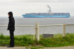 JadeWeserPort: Das Containerschiff Estelle Maersk in Wilhelmshaven