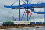 JadeWeserPort: Der erste Enercon Zug am Container Terminal Wilhelmshaven