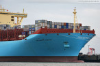 Wilhelmshaven: Die Majestic Maersk (Triple-E-Klasse) am JadeWeserPort