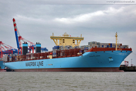 Größtes Containerschiff der Welt Majestic Maersk (Triple-E) am JadeWeserPort