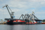 Retheklappbrücke: Europas größte Klappbrücke in Wilhelmshaven montiert
