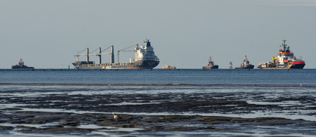 Die PURPLE BEACH hat am JadeWeserPort in Wilhelmshaven festgemacht