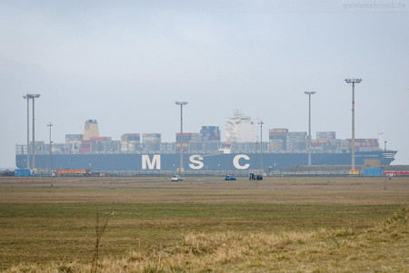 Schiffsankunft Jade-Weser-Port: Containerschiff MSC AURORA (L 366 m)